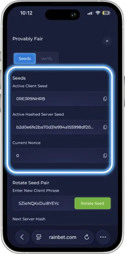 Cryptografische seed generatie voor verificatie
