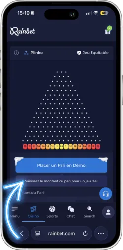 Lancement de la balle depuis le sommet du plateau