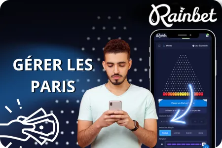Paramètres de mise avec montant de mise et options de risque dans Plinko Rainbet