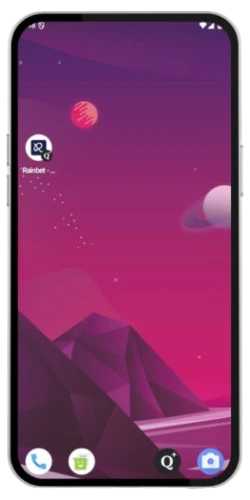 Un pop-up di conferma del sistema su Android con un pulsante per aggiungere la scorciatoia di Rainbet alla schermata iniziale.