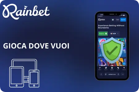 Piattaforma Rainbet adattiva visualizzata su vari dispositivi mobili