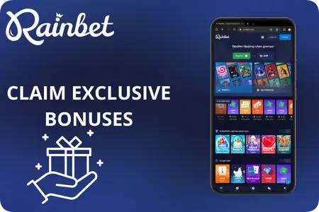 Rainbet rewards screen with rakeback and daily reload options